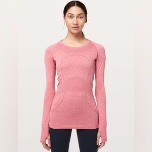 Lululemon Swiftly Tech Long Sleeve Crew Coral Top